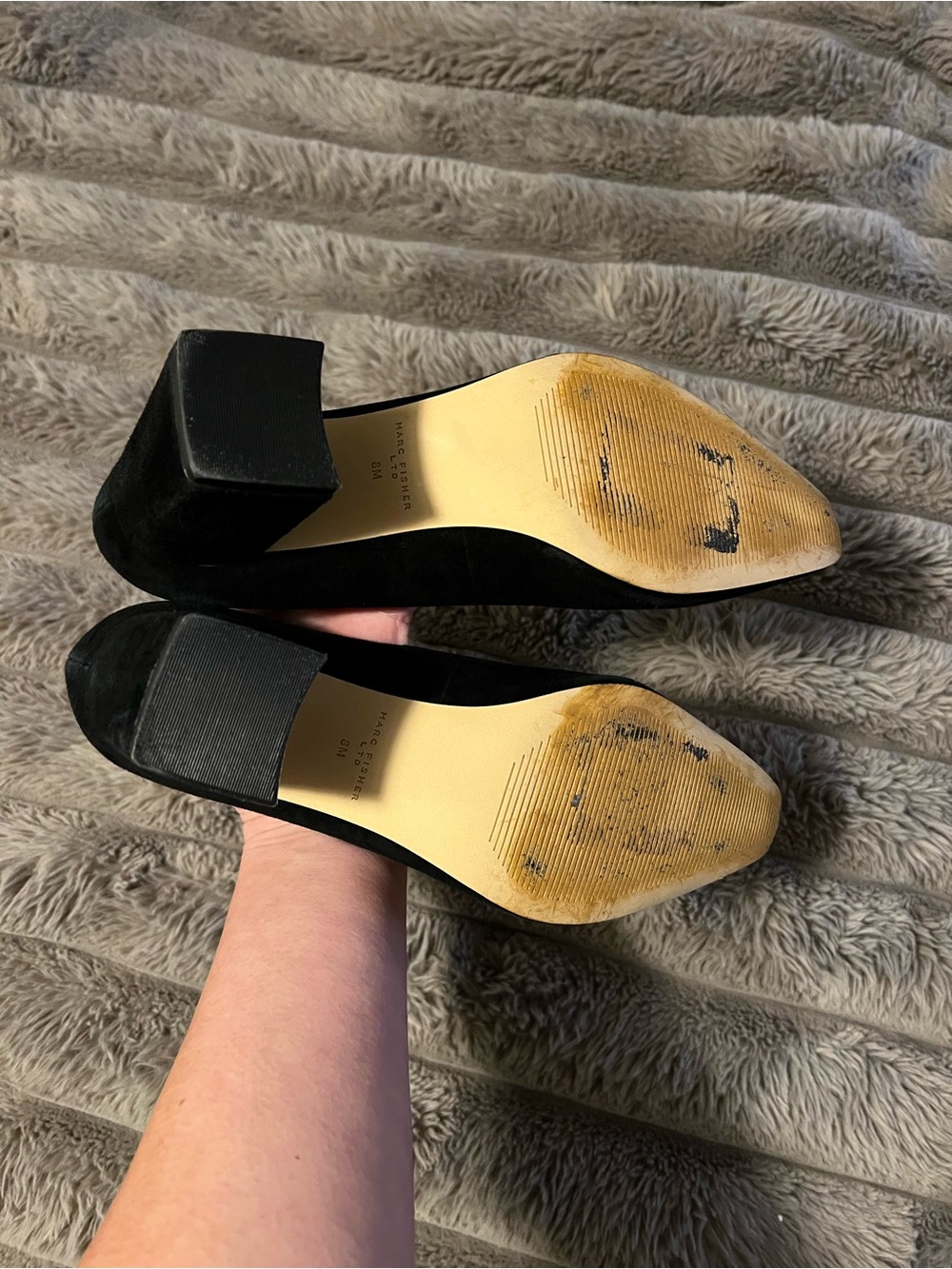 Marc Fisher Black Block Suede Heel Pumps - Picture 5 of 5